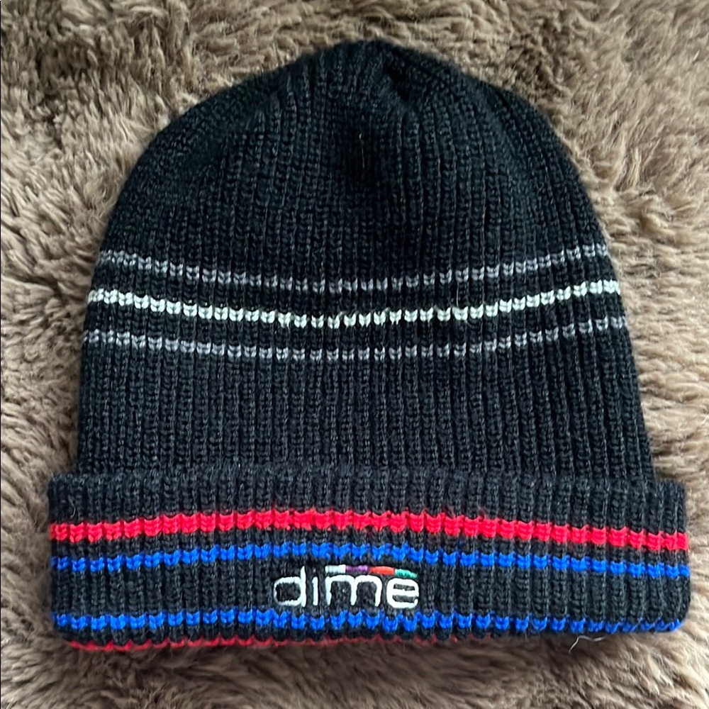 Dime Black Knit Beanie with Stripes
Dime of Montreal, skateboard brand